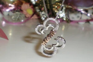 Jane Seymour SS 10K RG 1/15ct Open Hearts *MOM* Diamond Necklace KAY 💎 NEW - Picture 1 of 24