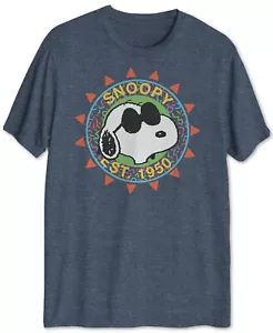 $114 Peanuts Men'S Blue Snoopy Graphic Short-Sleeve Crew-Neck Top T-Shirt M - Picture 1 of 1