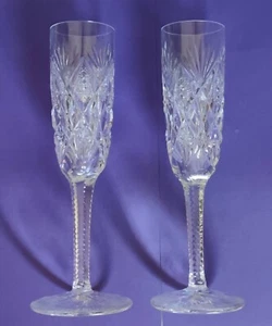 St Louis Florence (Pineapple Cut) Crystal Champagne Flutes Gobles 8.5" Tall 2 - Picture 1 of 5