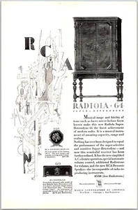 PRINT AD 1928 RCA Radiola 60 64 Super Heterodyne 103 Loudspeaker Art Deco - Picture 1 of 3