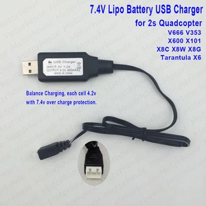 7.4V Lipo Battery USB Charger Cable for V666 V353 X600 X101 X8C X8W Tarantula X6 - Picture 1 of 3