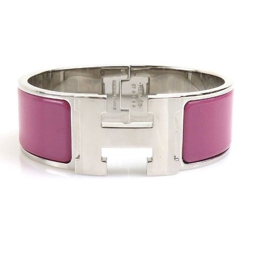 HERMÈS Bracciale HERMES Clic Clac H originale argento viola metallo smalto w1120g