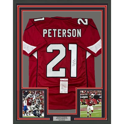 Jersey rojo Arizona 33x42 Patrick Peterson 33x42 autografiado/firmado enmarcado certificado de autenticidad JSA Foto 1 de 2