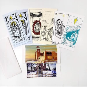 Juego de 10 tarjetas de Navidad de artista Sharon Higgins casi nuevo Southwest Pueblo Nativity 9,25" - Imagen 1 de 11