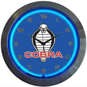 Neonetics 15" Blue Shelby Cobra Wall Mount Light Up Neon Clock Sign - Picture 1 of 2