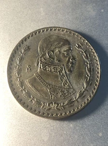 Mexico 1960 1 One Un Peso Silver Plata Coin Large Mexican Morelos - Picture 1 of 2