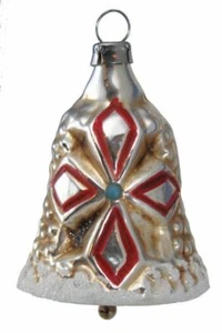 Marolin kleine rote Glocke mit Glitzer MA2011117F Glas Weihnachtsschmuck mit Geschenkbox - Bild 1 von 2