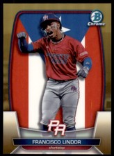 Francisco Lindor 2023 Bowman Chrome WBC Flag Variations Gold Refractor Card /50