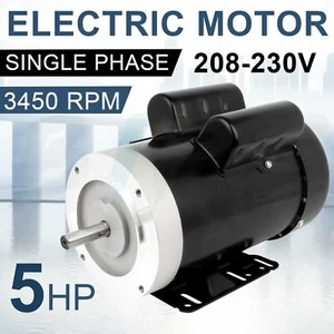 5HP General Purpose Motor 3450RPM Single Phase 208-230V 5/8"Shaft - Picture 1 of 12