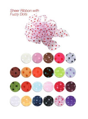 2" Sheer Fuzzy Organza Polka Dot Wire Edge Ribbon, 50 Yards - Choose Colors - Image 1 of 4