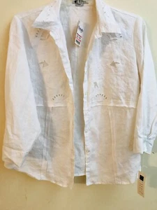 CAROLE LITTLE WHITE TOP XL 16" 3/4 SLEEVES - Picture 1 of 5