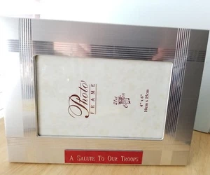 21st Century Silver Plated Desk Frame "A Salute to Our Troops" 4 x 6 NIB - Picture 1 of 3