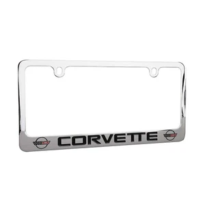 Corvette C4 1984-1996 marco de matrícula cromado con doble logotipo y guión - Imagen 1 de 2
