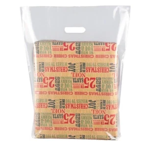 Clear Patch Handle Carrier Plastic Bags 15 x 18 x 3 Inch 10Kg for Shopping - Picture 1 of 7