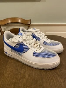 nike air force 1 low white hyper cobalt mesh grid 488298-150 size 10 2014 - Picture 1 of 9