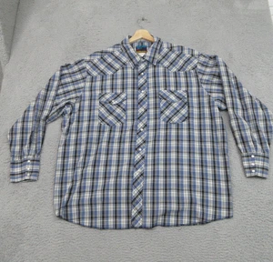 Black Canyon Shirt Mens 3XL Blue Black Plaid Western Pearl Snap Long Sleeve - Picture 1 of 15