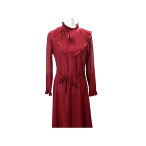 Vestido Vintage Princesa Originales Años 70 80 Rojo Manga Larga Transparente Cambio 12 Pradera - Imagen 1 de 10