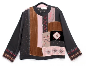 Chaqueta De Colección Chico's Designs Talla Grande-12 Terciopelo Seda Rayón Patchwork Bordada - Imagen 1 de 11