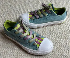 Converse JR Girl's Size 1 Kids Youth Double Lace Multicolor Sneakers Shoes - Picture 1 of 12