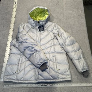 Lands' End Daunen Puffer Mantel Damen 2XL Lite Grau Full Zip Kapuzenjacke - Bild 1 von 7
