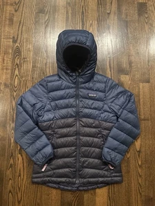 Girls PATAGONIA Worn Wear Reversible Hood Down Puffer Jacket Coat Youth Large 12 - Picture 1 of 10