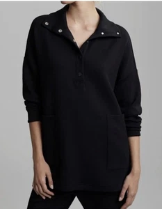 Felpa lunga Varley Meredith morbida nera bottoni a pressione pullover top donna taglia M - Foto 1 di 10