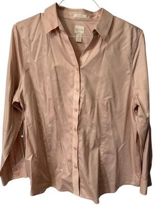 Chico's Size 3 (XL 16/18) Women’s Button Down Pink No Iron Top Blouse Shirt NWOT - Image 1 of 3