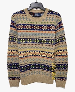 Polo Ralph Lauren Men's Fair Isle Wool Alpaca Linen Cotton Sweater Size-S NEW - Picture 1 of 12