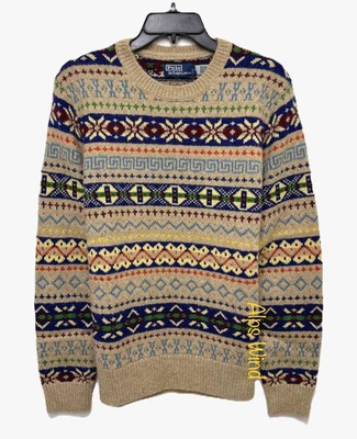 Polo Ralph Lauren Men's Fair Isle Wool Alpaca Linen Cotton Sweater Size-S NEW - Image 1 of 4