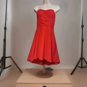 Lulu's Dress Roses Mini Strapless Women's Sz Medium Flowy Cherry Red 🍒 - Picture 1 of 11