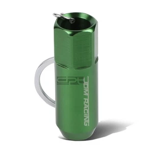 GREEN ANODIZED ALUMINUM JDM RACING EXTENDED TUNER LUG NUT CHARM KEY CHAIN RING - Foto 1 di 5