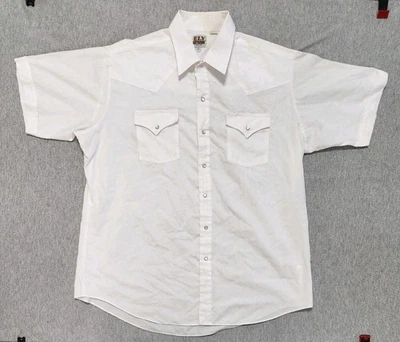 Ely Cattleman Pearl Snap Shirt Mens XL 17.5 White Western Wear Cowboy Rodeo - Image 1 of 4