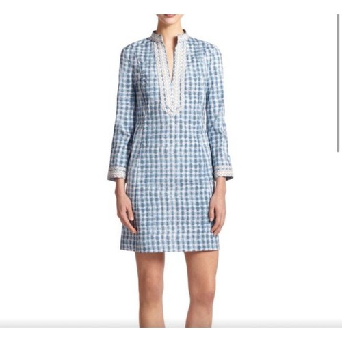 Abito a tubino Tory Burch taglia 10 Sonda stile caftano indiano boho ricamato lusso