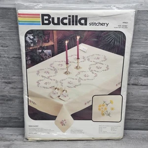 Bucilla Table Cloth 60x80 Stamped Embroidery Kit Fresh Daisies #495631 USA NIP - Picture 1 of 6