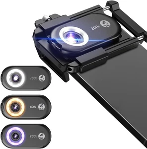 APEXEL 3-In-1 Mikroskopobjektiv Für Smartphones, 100x/150x/200x Vergrößerung - Bild 1 von 8