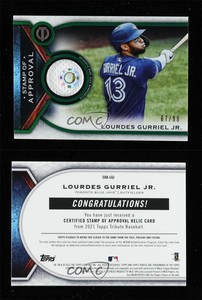 2021 Topps Tribute Stamp of Approval Relics Green /99 Lourdes Gurriel Jr