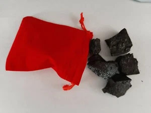 RED VELVET DRAW STRING BAG OF REAL COAL LUMPS Perfect for Stockings - Picture 1 of 1