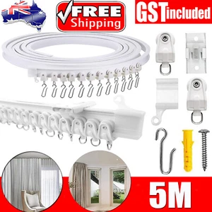 5M Curtain Rail Track Bay Window Bendable Mount Bracket Runners Straight U Shape - Picture 1 of 12