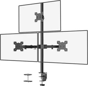 Triple Monitor Stand Fully Adjustable Three Monitor Desk Mount Fits 3 Screens U - Picture 1 of 9