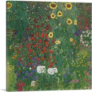 ARTCANVAS Farm Garden with Flowers 1906 Canvas Art Print by Gustav Klimt - Picture 1 of 11