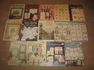 Floral Fingertips Cross Stitch Pattern LOT Leisure Arts Towel Bathroom Linen Set - Picture 1 of 9