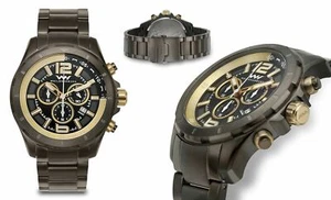 NEW Weil & Harburg 14144 Men's Thornton Kodiac Chrono Gold Dial Grey Steel Watch - Picture 1 of 1
