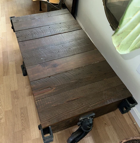 Railroad Cart Coffee Table Industrial Cast Iron Wheel 54”L x 25”W x 15” H Cover