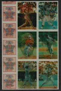 1986 Sportflics MLB Uncut 6-Panel, Herr, Reardon, Wilson, Gibson, Quisenberry... - Imagen 1 de 3