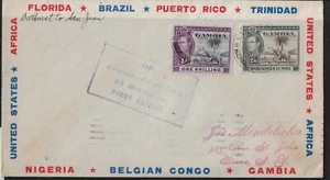 Gambia 1941-42 FF cover Bathurst to San Juan PR w/ FF cachet, franked w/ S(aa135 - Picture 1 of 3