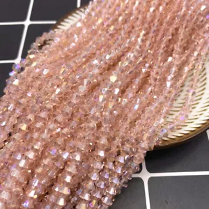 100Pcs 4mm pink crystal glass bicone beads spacer beads loose for bracelet DIY - Picture 1 of 4