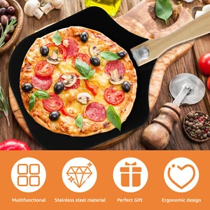 3Pcs Pizza Peel Set with Handle Portable Pizza Peel and Cutter Set Easy to - Picture 1 of 11