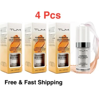4 Pcs TLM Magic Flawless Colour  Changing Foundation Makeup Change Skin Tone - Image 1 of 4