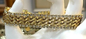 Kenneth Jay Lane KJL Mesh Clear Double Row Rhinestone Bracelet - Picture 1 of 6