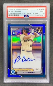 2024 Bowman Chrome Draft BLAKE BURKE Blue Refractor 1st Auto SP /150 Mint PSA 9 - Picture 1 of 2
